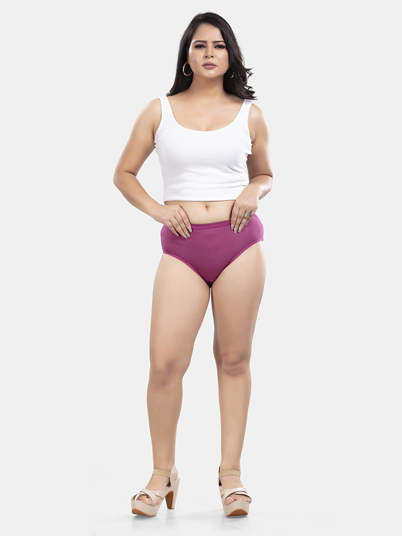 Cotton Solid Colour Mid Waist Panty In Pink | Bold & Bae Fashion